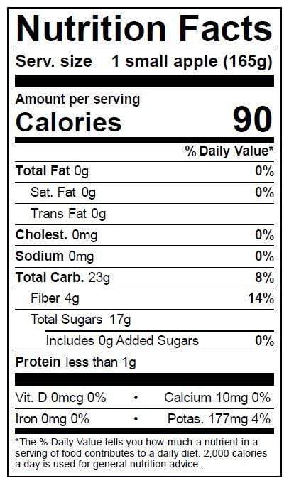 Nutrition Facts of a Gala Apple